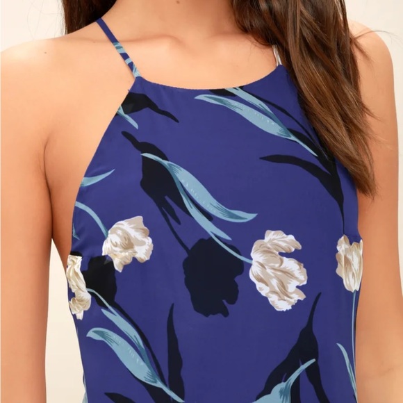 All I Need Royal Blue Floral Print Lace-Up Maxi Dress - Picture 6 of 6